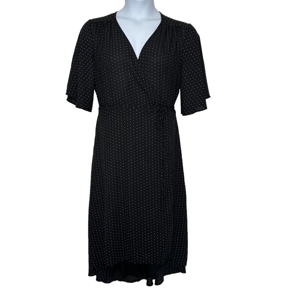 Lulus Midi Wrap Dress Farrah Black Print Size XL - Picture 1 of 11